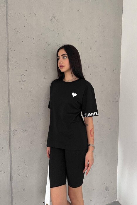 T-SHIRT ME SHKRIME PËR FEMRA NË NGJYRËN E ZEZË - 2