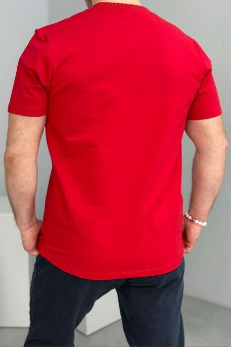 T-SHIRT ME SHKRIME PËR MESHKUJ NË NGJYRËN E KUQE - 3