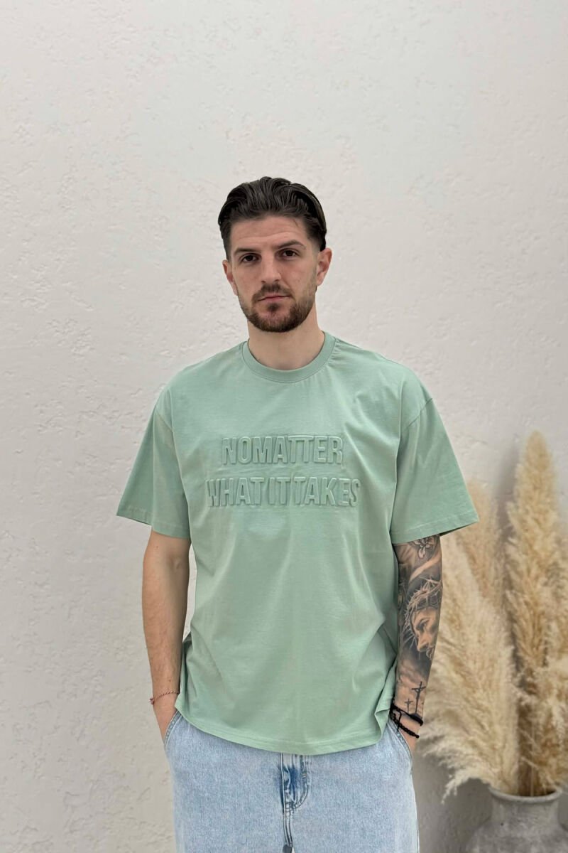 T-SHIRT ME SHKRIME PËR MESHKUJ NË NGJYRË MENTE - 1