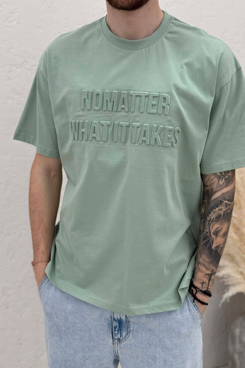 T-SHIRT ME SHKRIME PËR MESHKUJ NË NGJYRË MENTE - 2