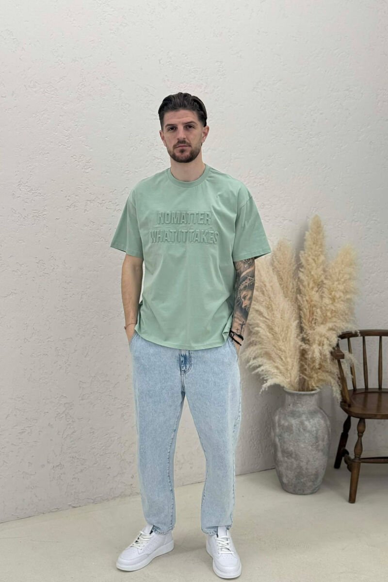 T-SHIRT ME SHKRIME PËR MESHKUJ NË NGJYRË MENTE - 3