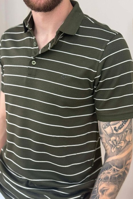 T-SHIRT ME VIJA ME JAKE POLO PER MESHKUJ NE NGJYRE JESHILE - 2