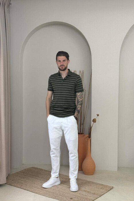 T-SHIRT ME VIJA ME JAKE POLO PER MESHKUJ NE NGJYRE JESHILE - 4