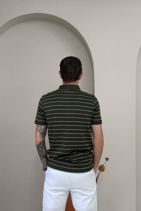 T-SHIRT ME VIJA ME JAKE POLO PER MESHKUJ NE NGJYRE JESHILE - 5