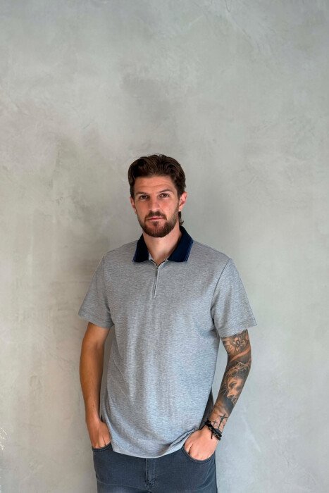 T-SHIRT ME ZINXHIR NE JAKE PER MESHKUJ NE NGJYRE GRI - KLAUDIO FASHION