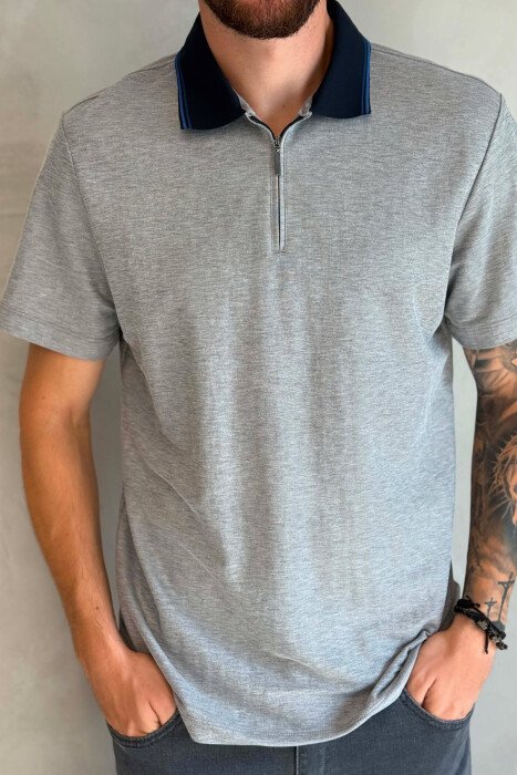 T-SHIRT ME ZINXHIR NE JAKE PER MESHKUJ NE NGJYRE GRI - 2