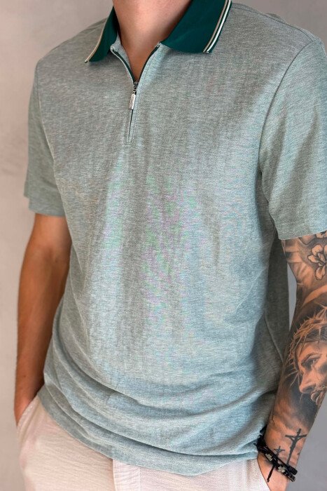 T-SHIRT ME ZINXHIR NE JAKE PER MESHKUJ NE NGJYRE JESHILE - 2
