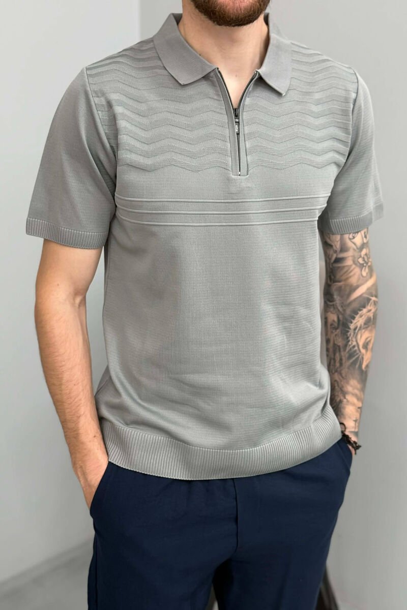 T-SHIRT NJE NGJYRESH DHE JAKE ME ZINXHIR PER MESHKUJ NE NGJYRE GRI - 2