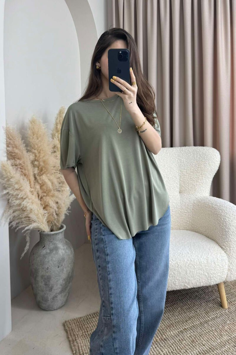 T-SHIRT NJË NGJYRËSH PËR FEMRA NË NGJYRËN MENTE - 2