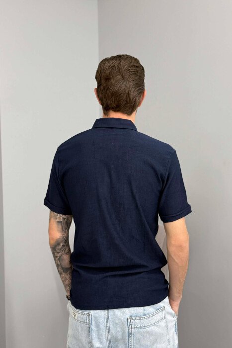 T-SHIRT NJE NGJYRESH I THJESHTE PER MESHKUJ NE NGJYRE BLU - 5