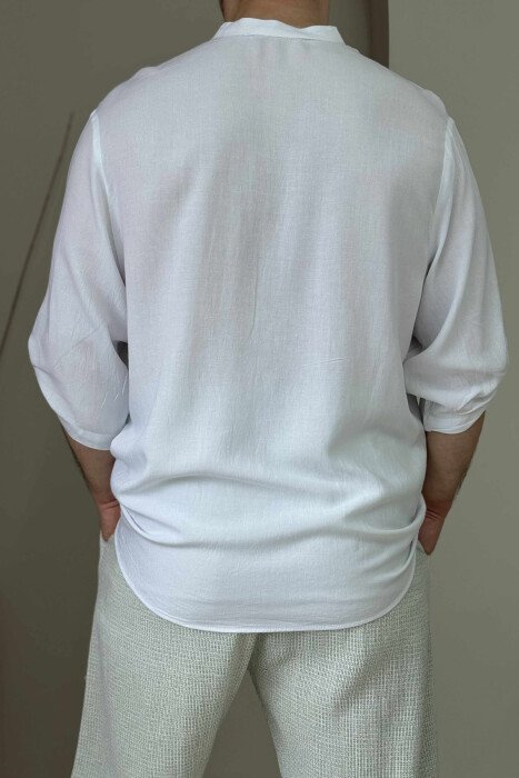 T-SHIRT NJË NGJYRËSH I THJESHTË PËR MESHKUJ NË NGJYRËN E BARDHË - 3