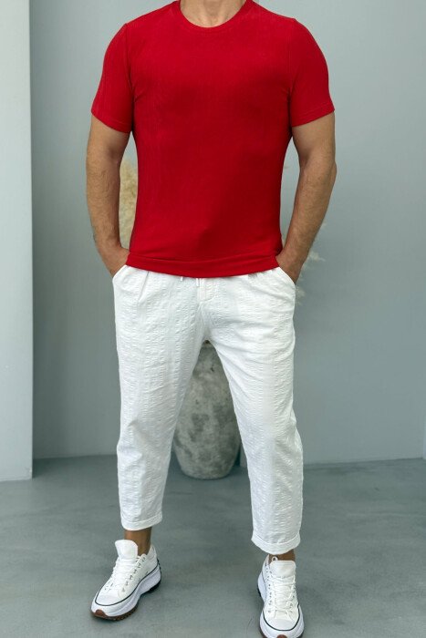 T-SHIRT NJË NGJYRËSH I THJESHTË PËR MESHKUJ NË NGJYRËN E KUQE - 1