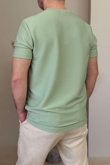 T-SHIRT NJË NGJYRËSH I THJESHTË PËR MESHKUJ NË NGJYRËN MENTE - 3