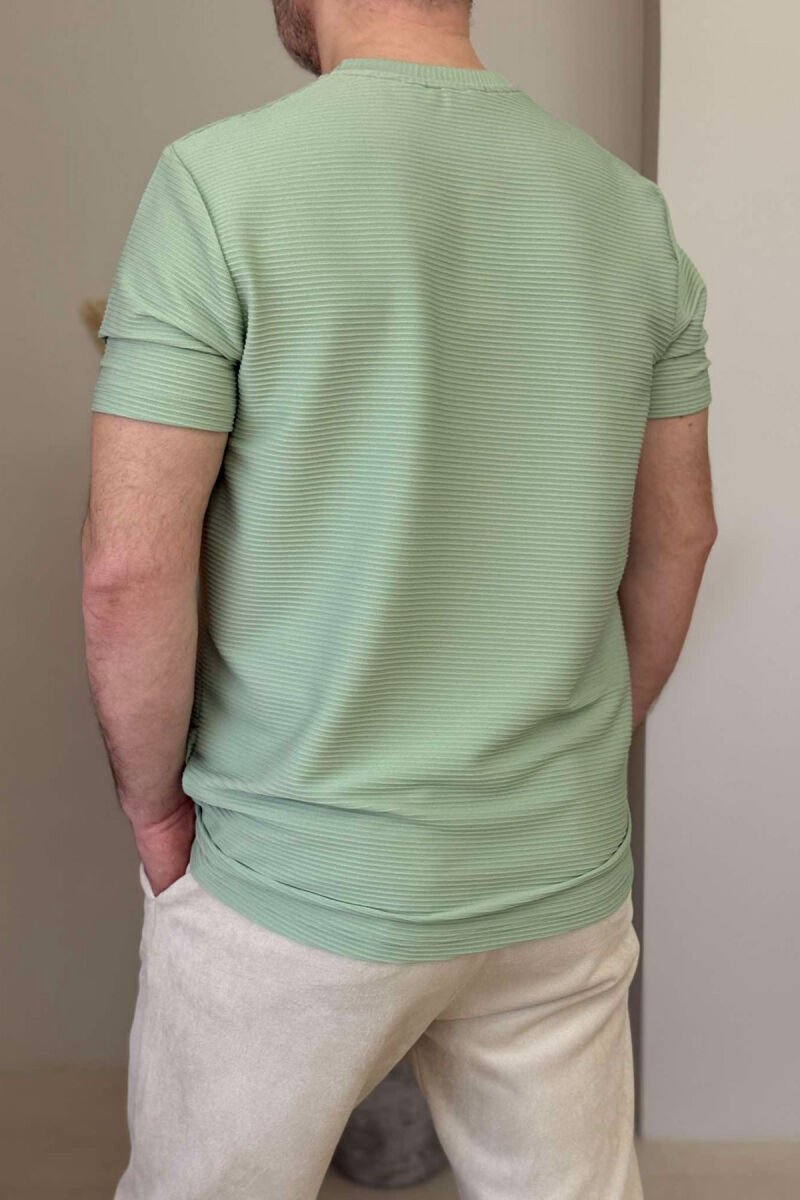 T-SHIRT NJË NGJYRËSH I THJESHTË PËR MESHKUJ NË NGJYRËN MENTE - 3