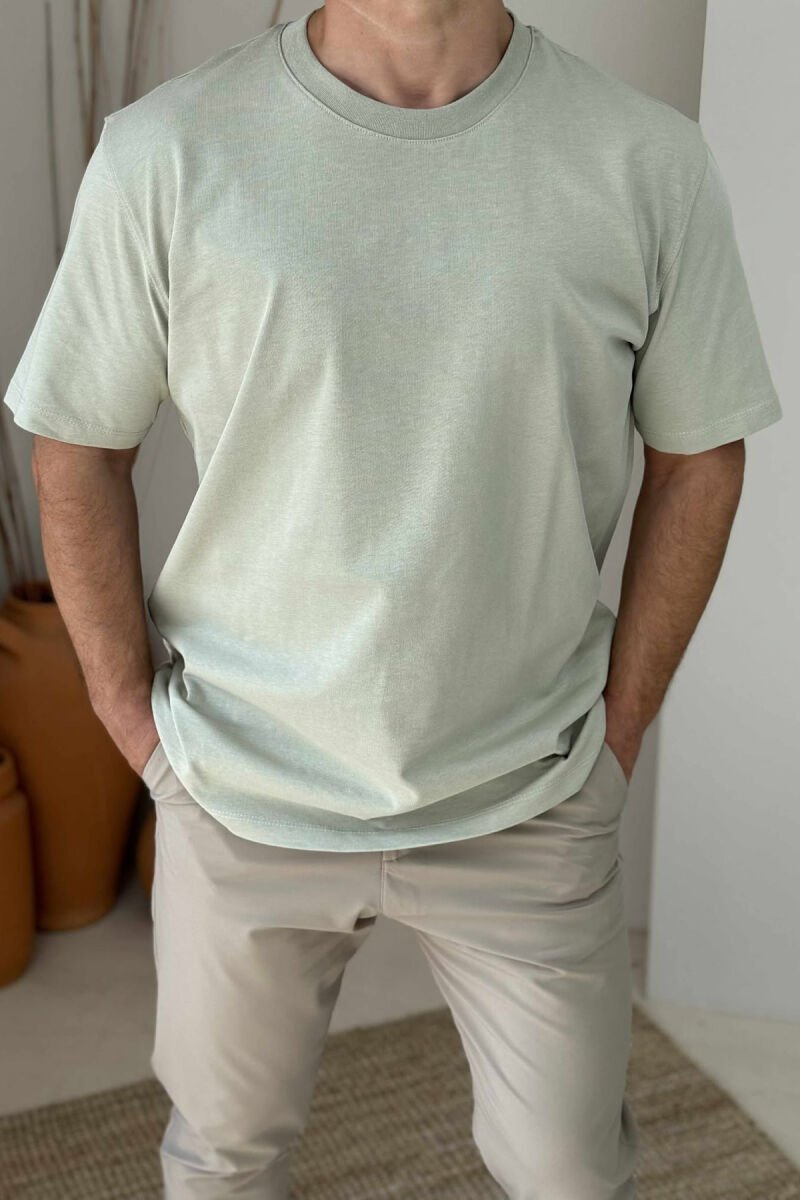 T-SHIRT NJË NGJYRËSH I THJESHTË PËR MESHKUJ NË NGJYRËN MENTE - 2