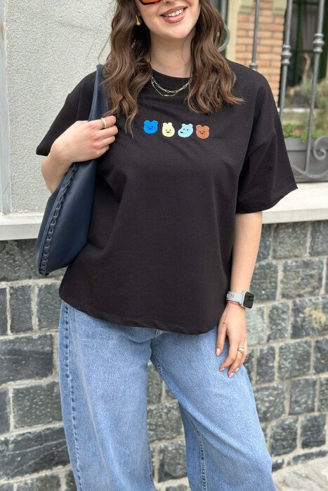 T-SHIRT NJE NGJYRESH ME DIZAJN ME ARUSH PER FEMRA NE NGJYRE TE ZEZE - 2