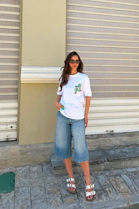 T-SHIRT NJE NGJYRESH ME DIZAJN PARA & PAS PER FEMRA NE NGJYRE TE BARDHE - KLAUDIO FASHION