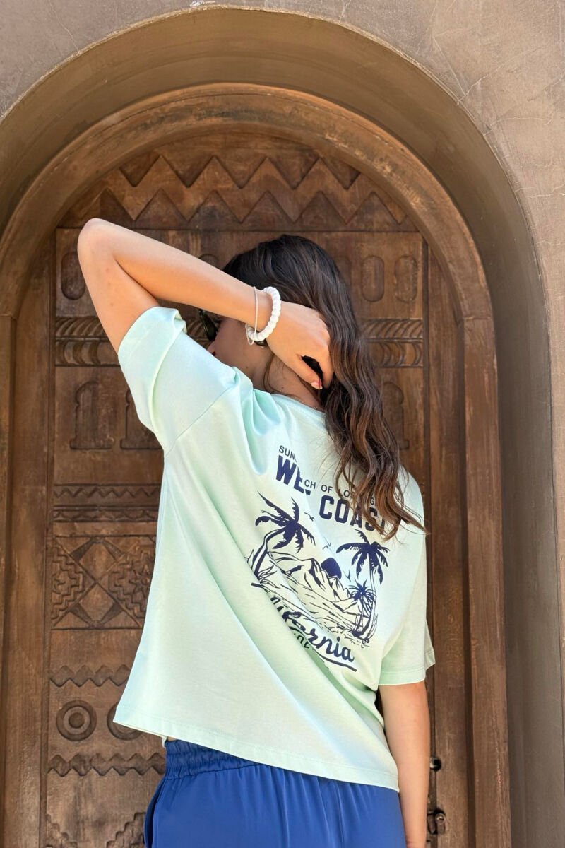 T-SHIRT NJË NGJYRËSH ME DIZAJN PËR FEMRA NË NGJYRËN MENTE - 8