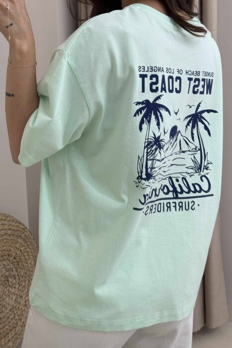 T-SHIRT NJË NGJYRËSH ME DIZAJN PËR FEMRA NË NGJYRËN MENTE - 7