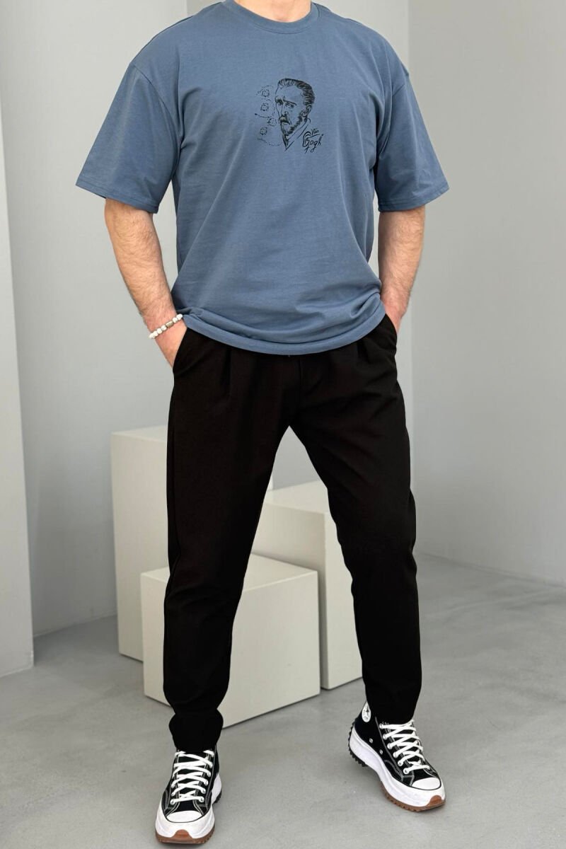 T-SHIRT NJË NGJYRËSH ME DIZAJN PËR MESHKUJ NË NGJYRËN GURKAL - 3