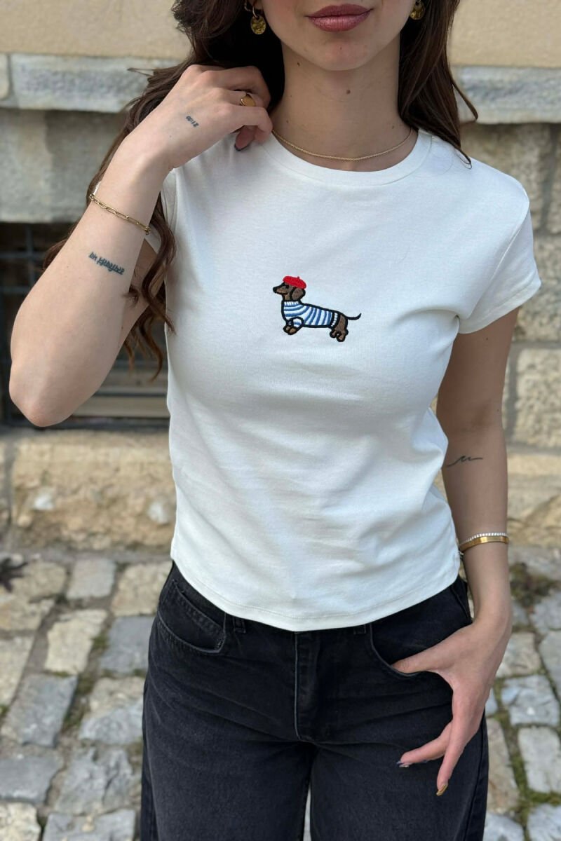 T-SHIRT NJE NGJYRESH ME IMAZH NE PJESEN PARA PER FEMRA NE NGJYRE TE BARDHE - 3