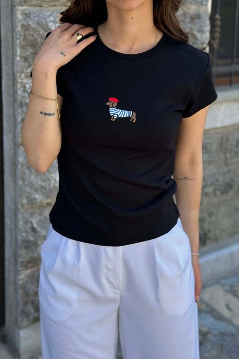T-SHIRT NJE NGJYRESH ME IMAZH NE PJESEN PARA PER FEMRA NE NGJYRE TE ZEZE - 6