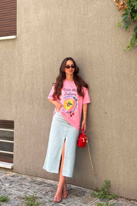 T-SHIRT NJE NGJYRESH ME IMAZH PARA PER FEMRA NE NGJYRE ROZE - 5