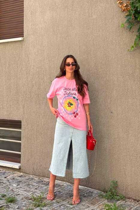 T-SHIRT NJE NGJYRESH ME IMAZH PARA PER FEMRA NE NGJYRE ROZE - 6