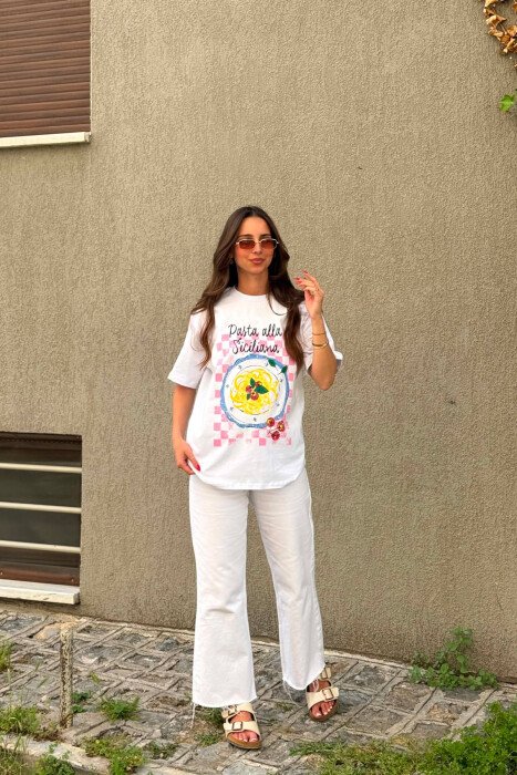T-SHIRT NJE NGJYRESH ME IMAZH PARA PER FEMRA NE NGJYRE TE BARDHE - 4