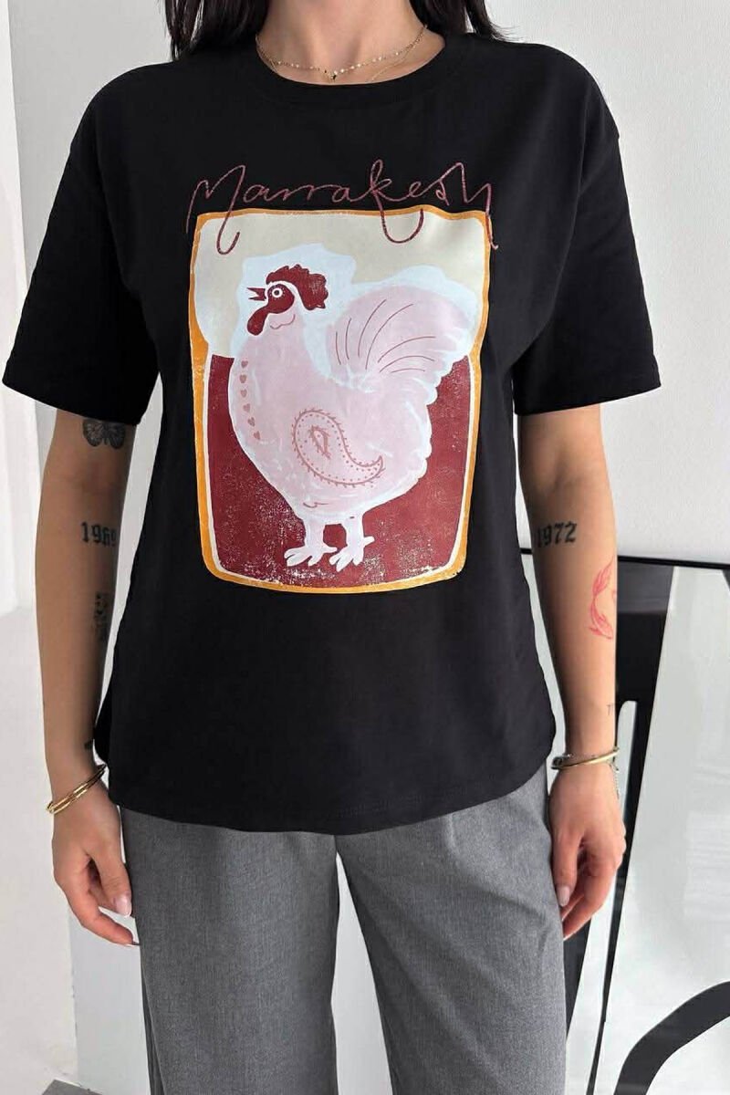 T-SHIRT NJE NGJYRESH ME IMAZH PER FEMRA NE NGJYRE TE ZEZE - 2