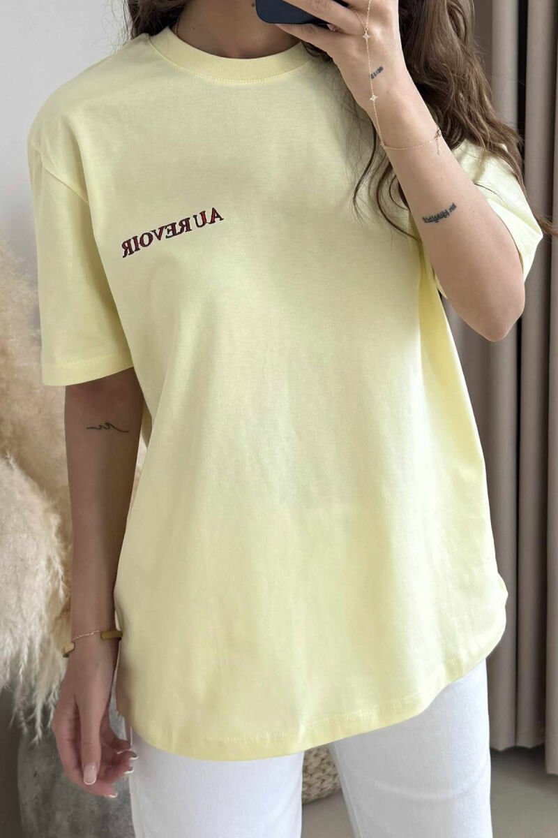 T-SHIRT NJË NGJYRËSH ME IMAZH PËR FEMRA NË NGJYRËN E VERDHË - 3