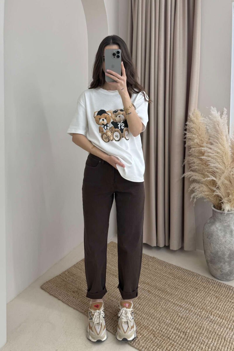 T-SHIRT NJË NGJYRËSH ME IMAZHIN E ARUSHIT PËR FEMRA NË NGJYRËN E BARDHË - 1