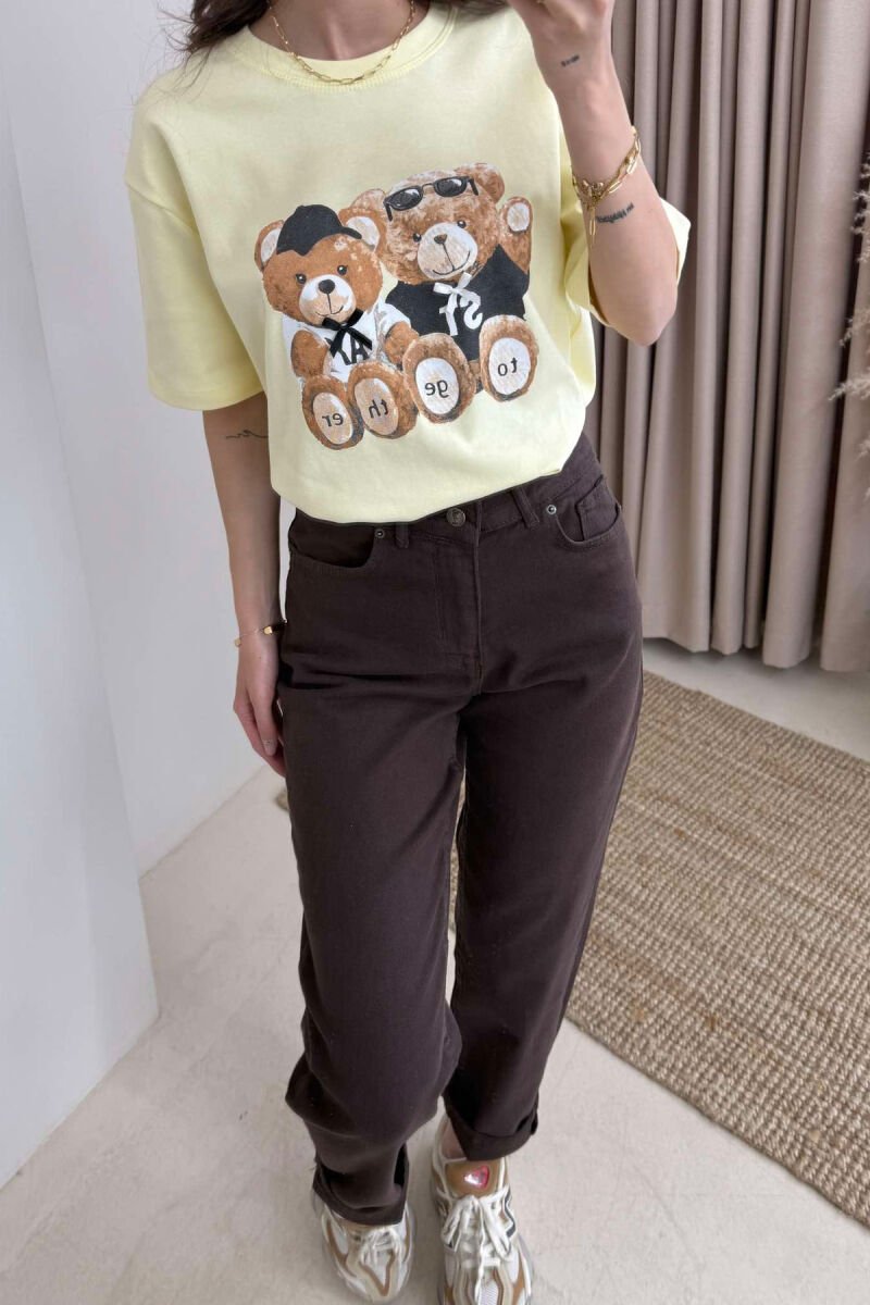 T-SHIRT NJË NGJYRËSH ME IMAZHIN E ARUSHIT PËR FEMRA NË NGJYRËN E VERDHË - 3