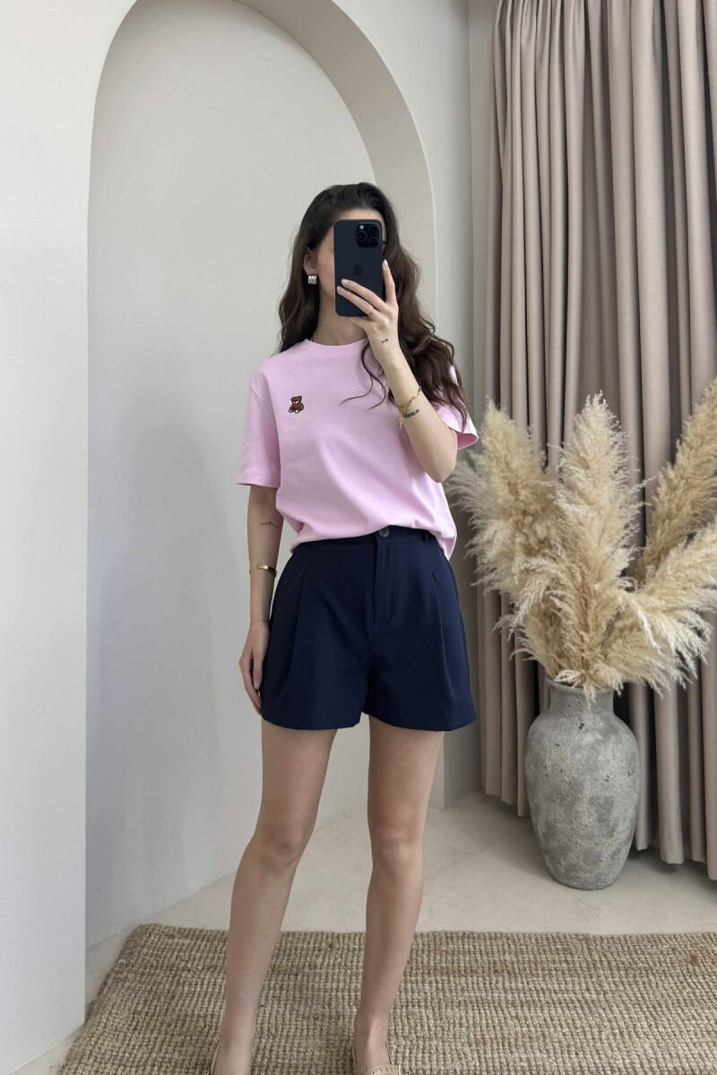 T-SHIRT NJË NGJYRËSH ME IMAZHIN E ARUSHIT PËR FEMRA NË NGJYRËN ROZË - 1