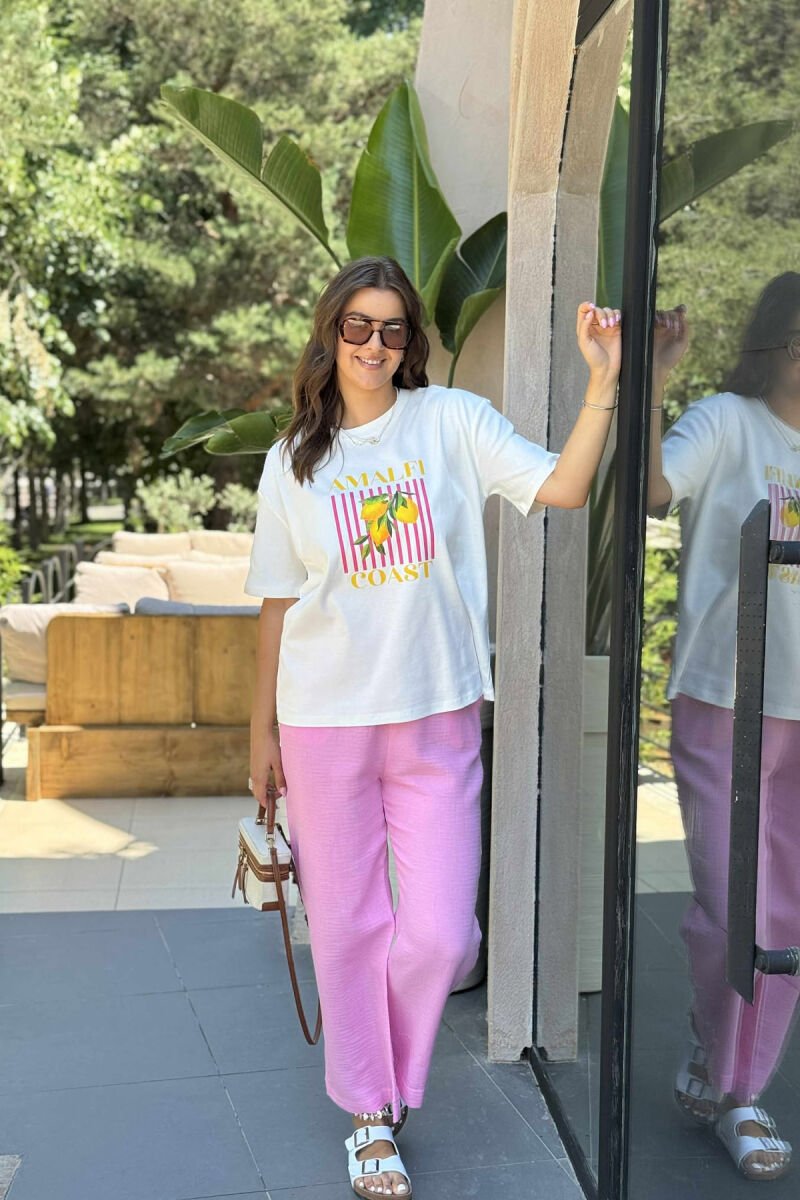 T-SHIRT NJË NGJYRËSH ME IMAZHIN E LIMONIT PËR FEMRA NË NGJYRËN E BARDHË - 1