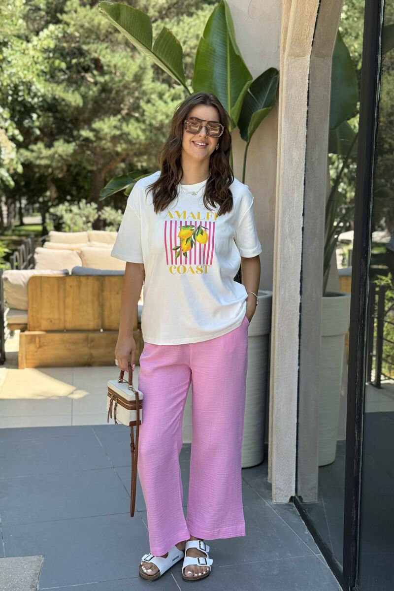 T-SHIRT NJË NGJYRËSH ME IMAZHIN E LIMONIT PËR FEMRA NË NGJYRËN E BARDHË - 4