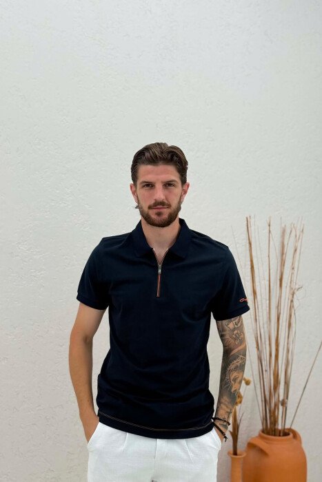 T-SHIRT NJE NGJYRESH ME JAKE ME ZINXHIR PER MESHKUJ NE NGJYRE BLU 