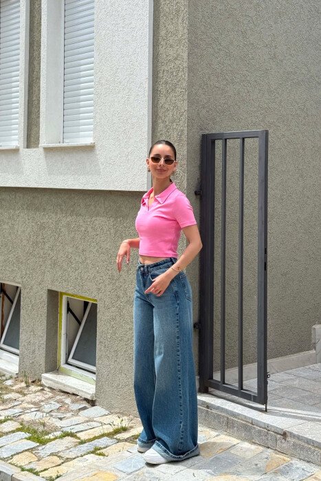 T-SHIRT NJE NGJYRESH ME JAKE POLO PER FEMRA NE NGJYRE ROZE - 3