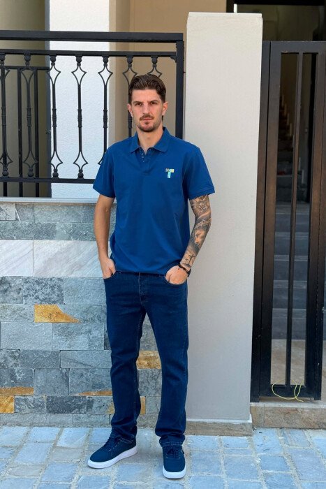 T-SHIRT NJE NGJYRESH ME JAKE POLO PER MESHKUJ NE NGJYRE BLU - 4