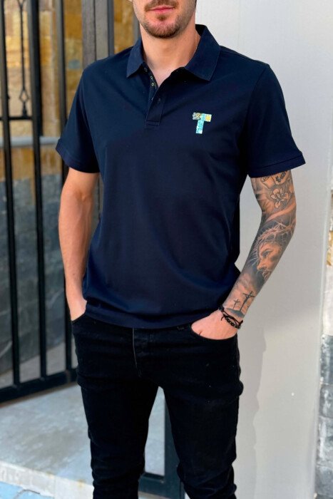 T-SHIRT NJE NGJYRESH ME JAKE POLO PER MESHKUJ NE NGJYRE BLU TE ERRET - 2