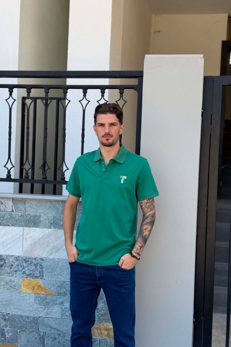T-SHIRT NJE NGJYRESH ME JAKE POLO PER MESHKUJ NE NGJYRE JESHILE - 4