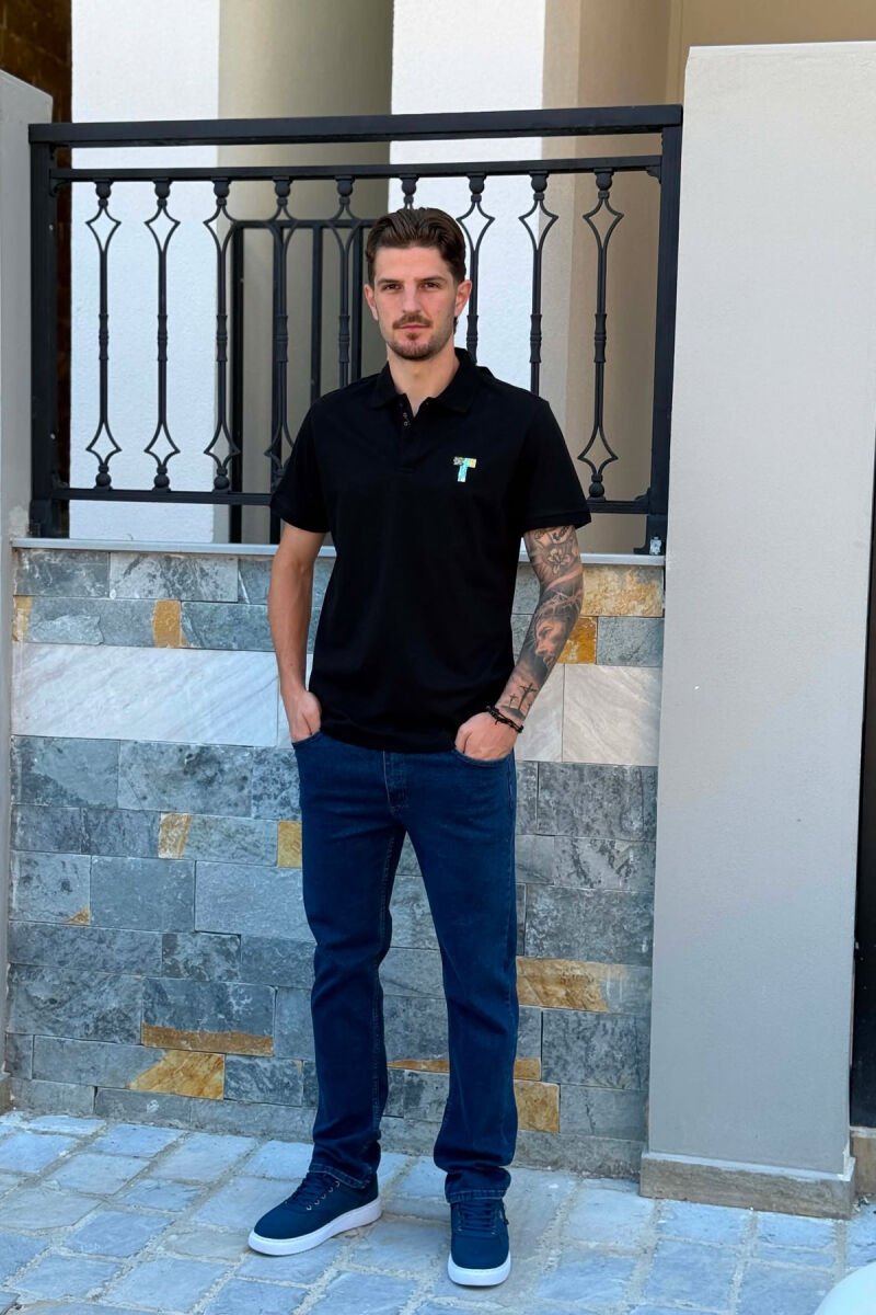 T-SHIRT NJE NGJYRESH ME JAKE POLO PER MESHKUJ NE NGJYRE TE ZEZE - 4