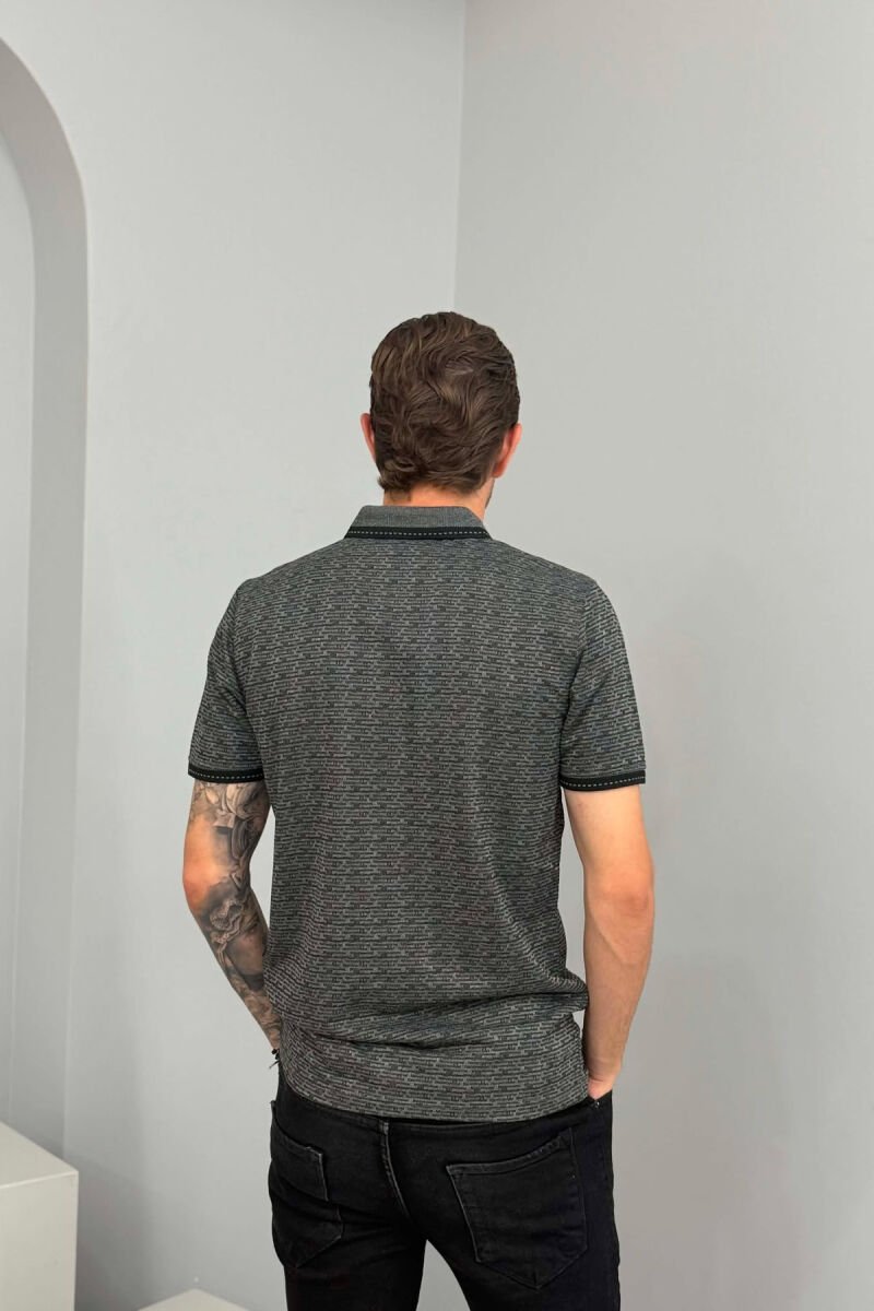 T-SHIRT NJE NGJYRESH ME JAKE POLO PER MESHKUJ NE NGJYRE GRI TE ERRET - 4