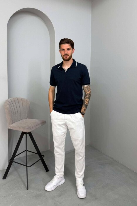 T-SHIRT NJE NGJYRESH ME JAKE POLO PER MESHKUJ NE NGJYRE BLU - 3