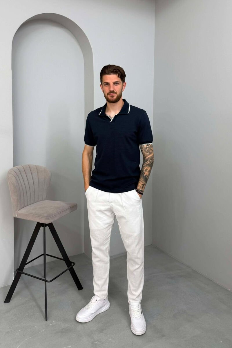T-SHIRT NJE NGJYRESH ME JAKE POLO PER MESHKUJ NE NGJYRE BLU - 3