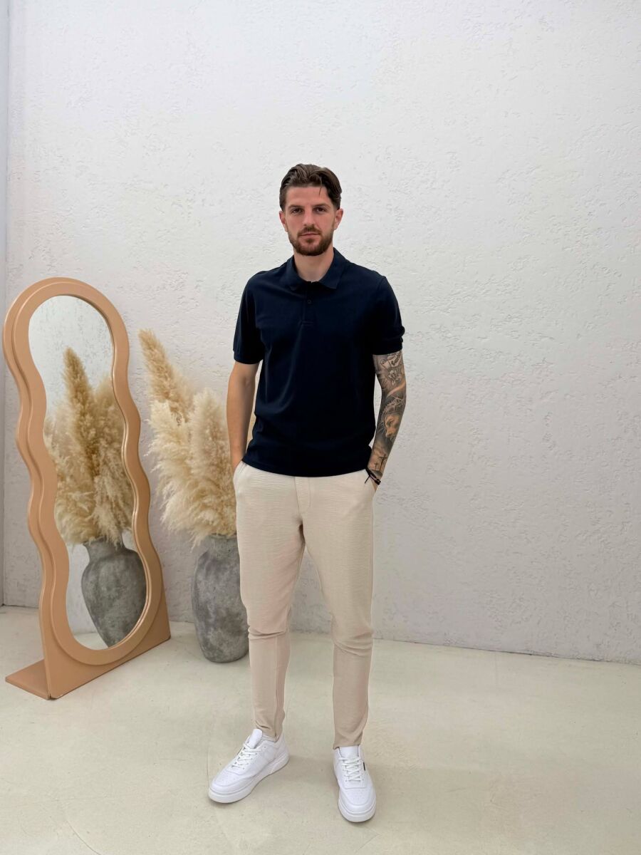 T-SHIRT NJE NGJYRESH ME JAKE POLO PER MESHKUJ NE NGJYRE BLU TE ERRET - 3