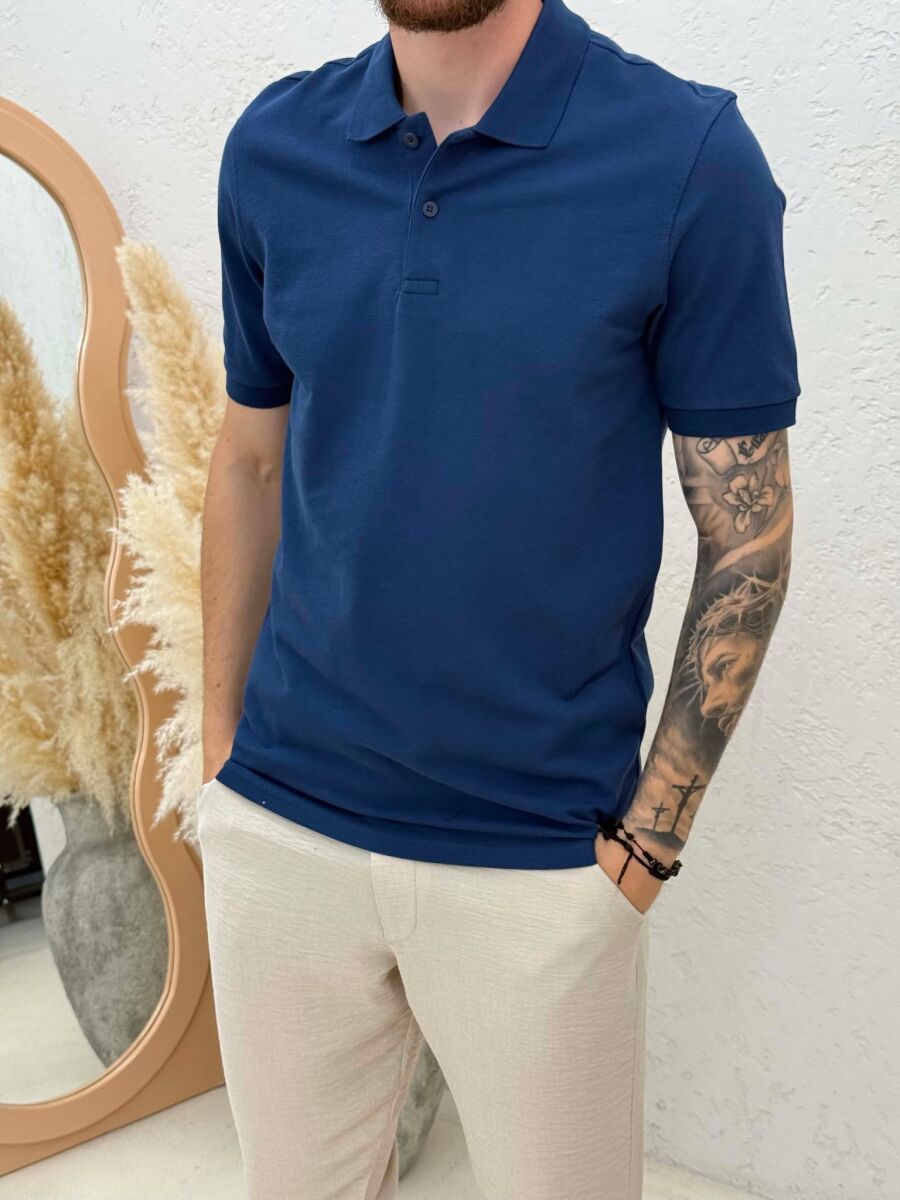 T-SHIRT NJE NGJYRESH ME JAKE POLO PER MESHKUJ NE NGJYRE BLU - 4