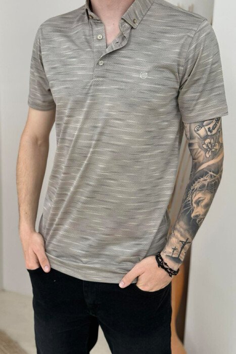 T-SHIRT NJE NGJYRESH ME JAKE POLO PER MESHKUJ NE NGJYRE GRI - 2