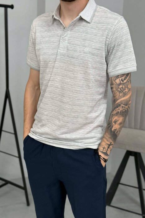 T-SHIRT NJE NGJYRESH ME JAKE POLO PER MESHKUJ NE NGJYRE GRI - 2