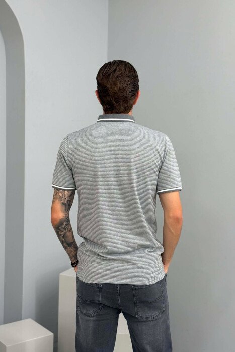 T-SHIRT NJE NGJYRESH ME JAKE POLO PER MESHKUJ NE NGJYRE GRI - 4
